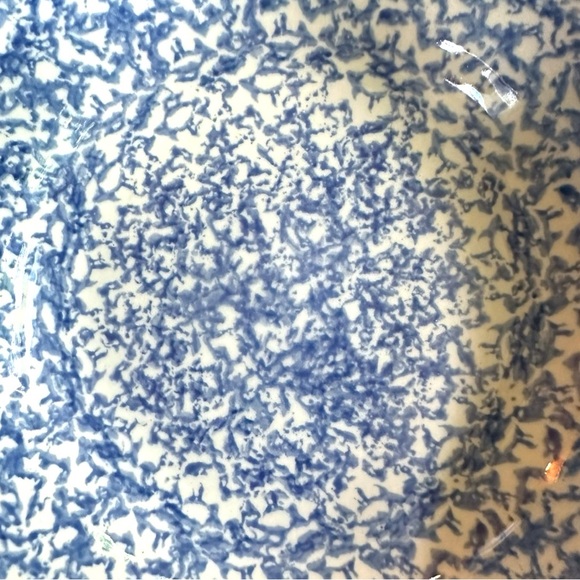 RARE Signed Vtg Gerald Henn Workshops Blue Sponge ware 9.5” Round Vegetable Bowl - Picture 9 of 9